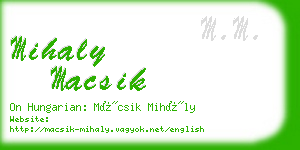 mihaly macsik business card